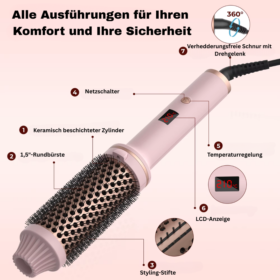 SmoothCurl Brush – 3-in-1 Warmluftbürste zum Locken, Glätten & Volumisieren