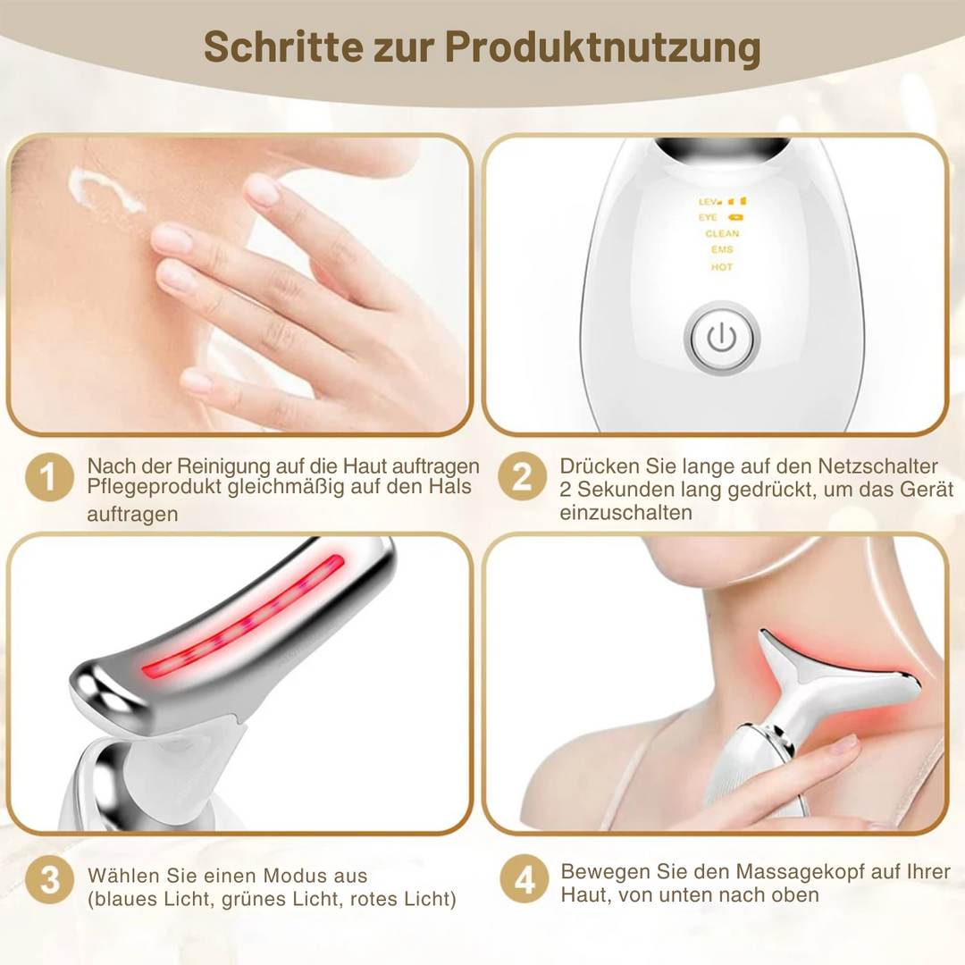 FaceGlow Gesichtsmassagegerät – Straffende Anti-Falten Pflege mit Lichttherapie