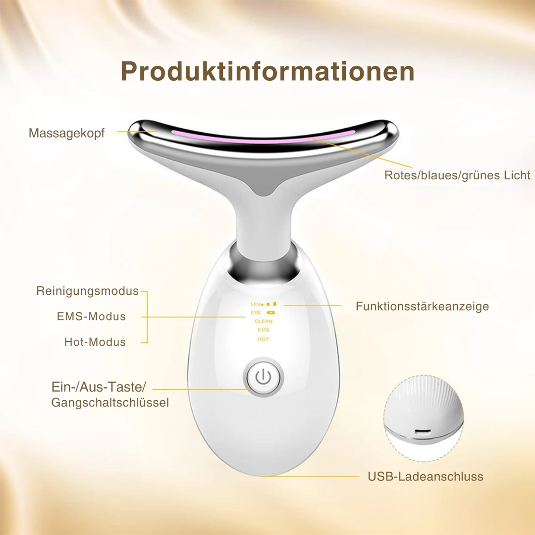 FaceGlow Gesichtsmassagegerät – Straffende Anti-Falten Pflege mit Lichttherapie