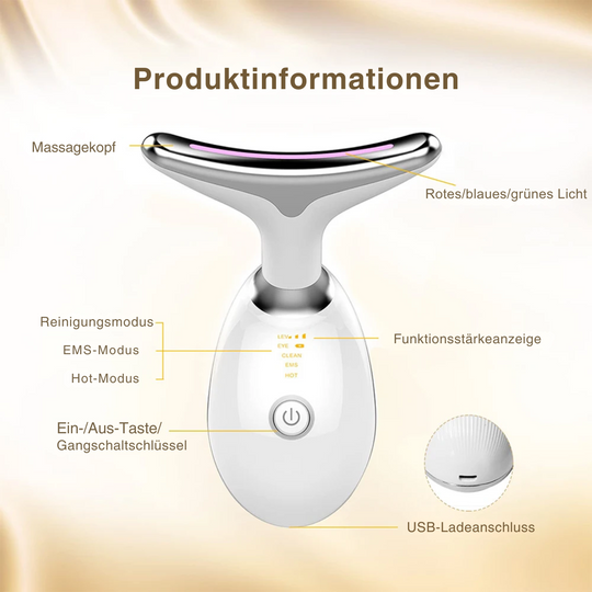 FaceGlow Gesichtsmassagegerät – Straffende Anti-Falten Pflege mit Lichttherapie