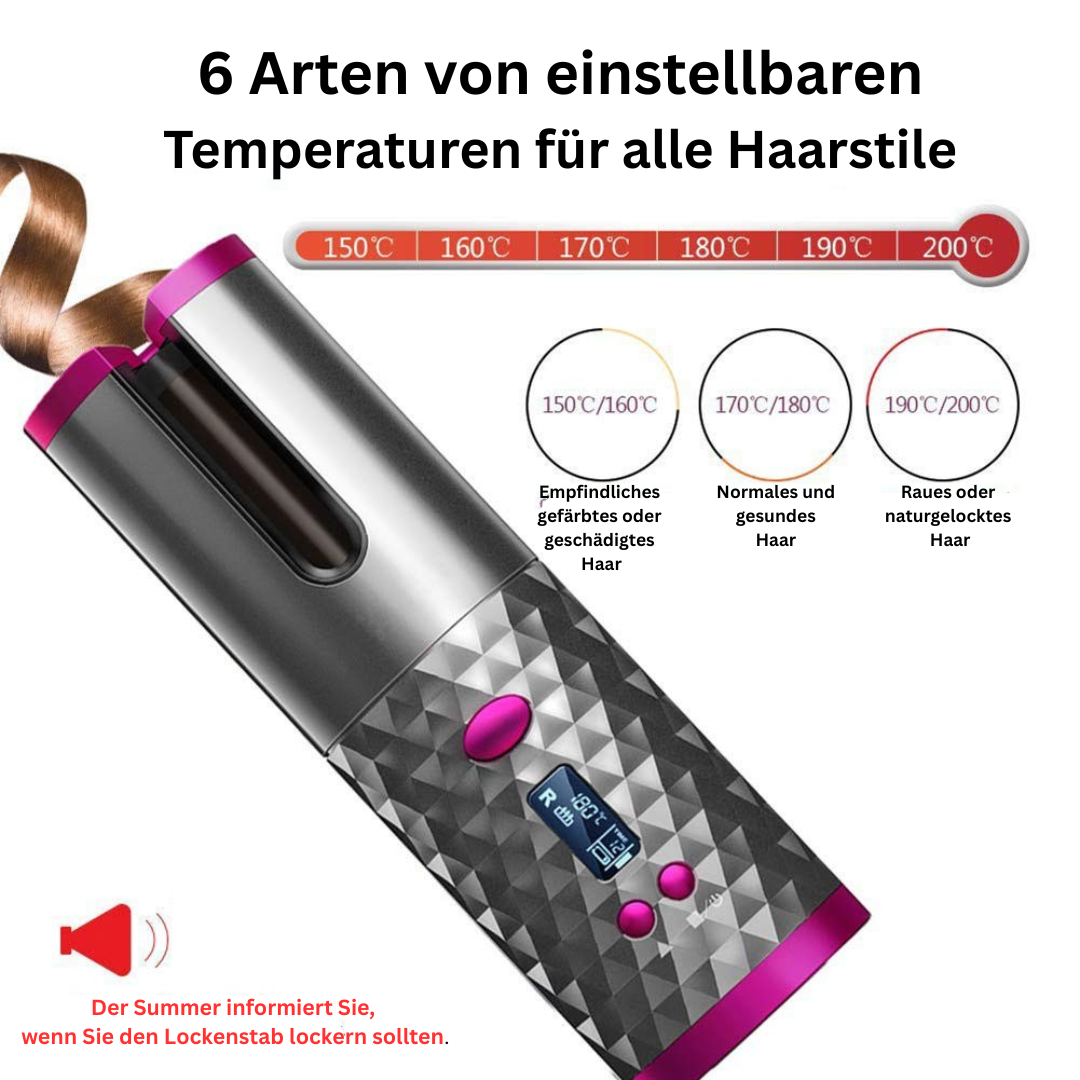 GlamCurls – Kabelloser automatischer Lockenstab für perfekte Wellen