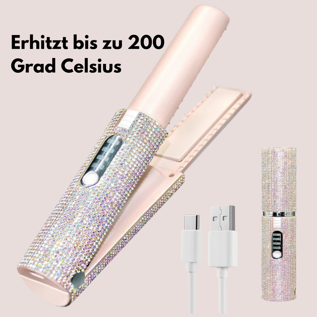 Glanz Styler – Kabelloses Glätteisen mit Glitzer für unterwegs