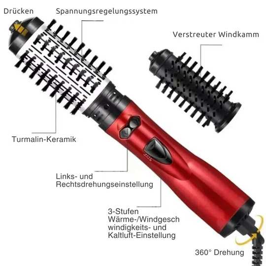 VolumenBrush 3in1 – Rotierende Warmluftbürste zum Trocknen & Stylen